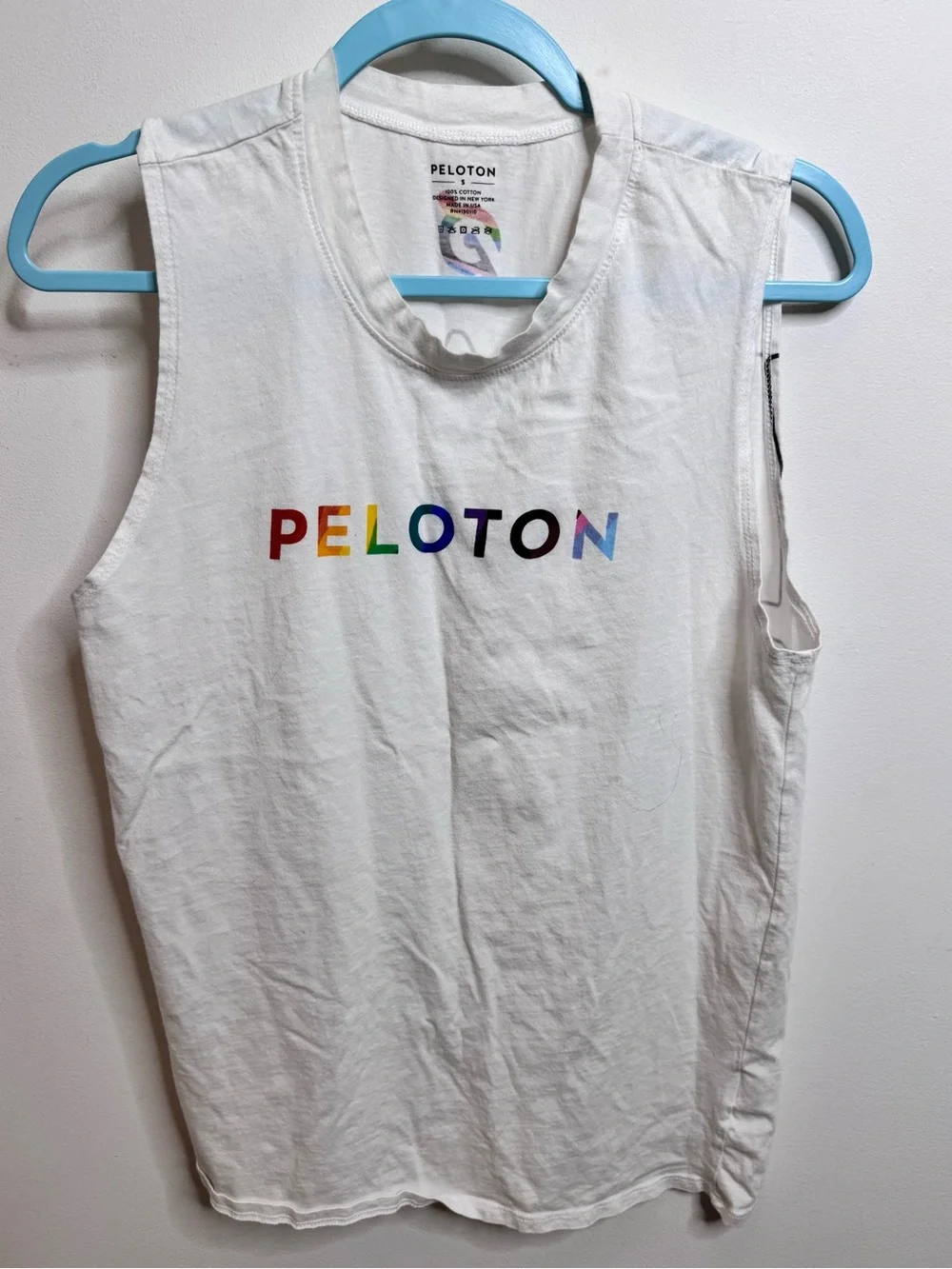 Peloton Pride Rainbow White Tank Top - Picture 1 of 2